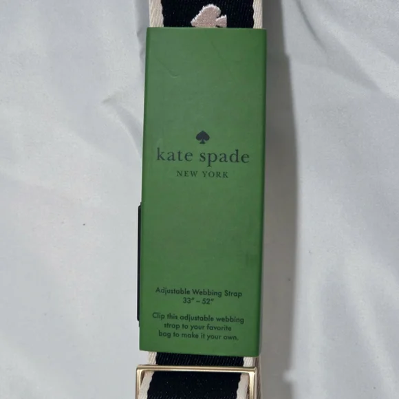 Kate Spade Black and Cream Logo Bag Strap. - Picture 3 of 5